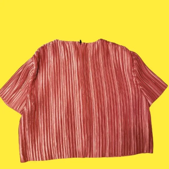 Tibi Pleated Raw Hem Crop Top Blouse - Picture 3 of 5